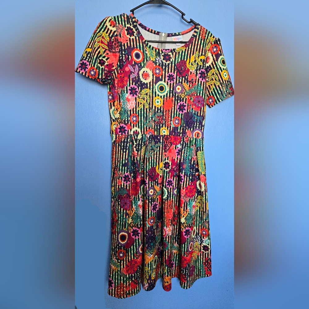 Lularoe Amelia Dress - Striped Floral